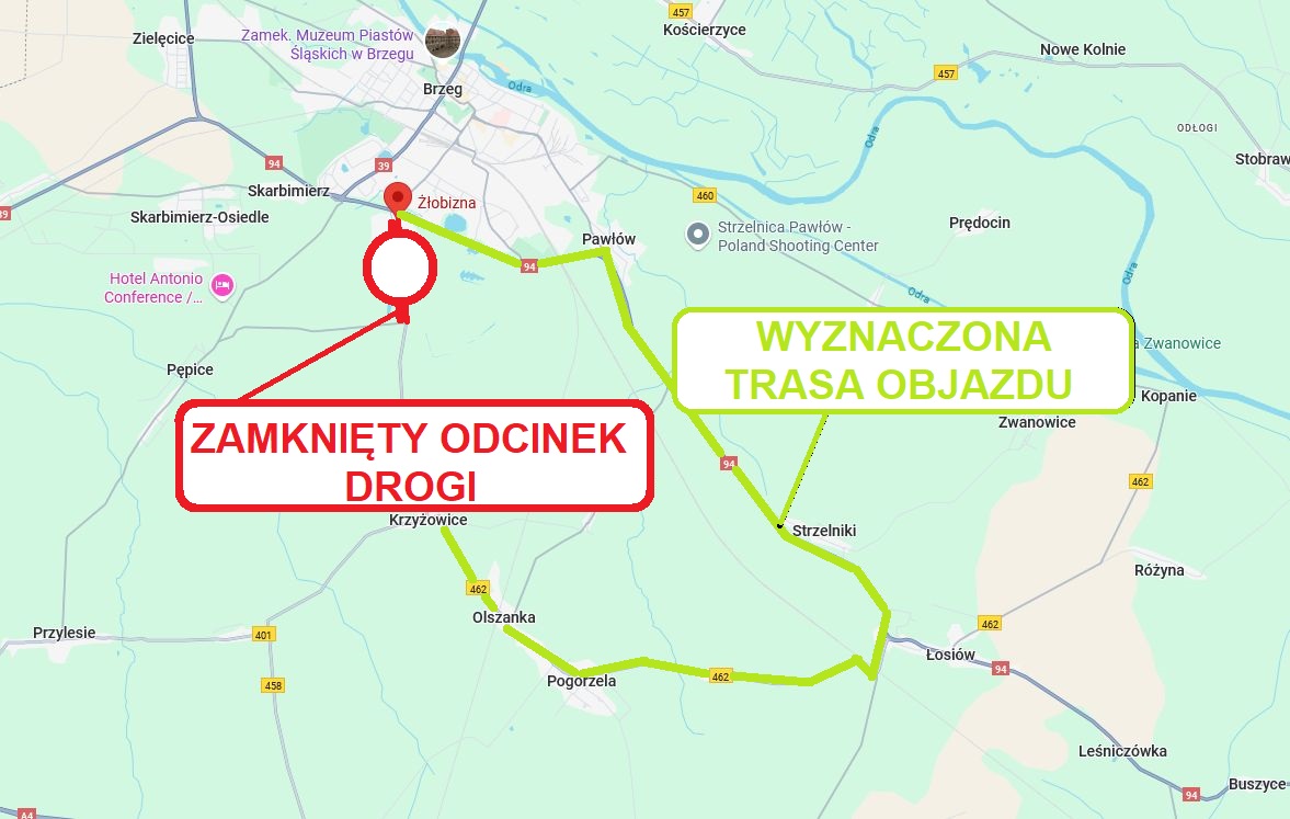 zamknięcie drogi 401