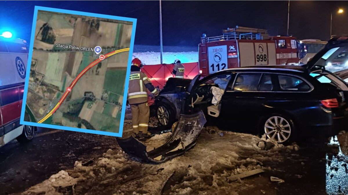 Wypadek na DK46 na trasie Nysa – Otmuchów. 3 osoby zostały ranne