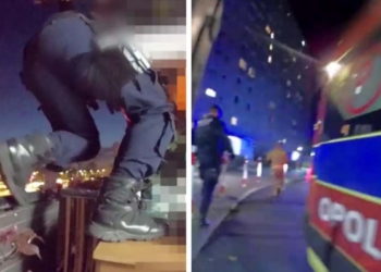 policjanci balkon w Opolu