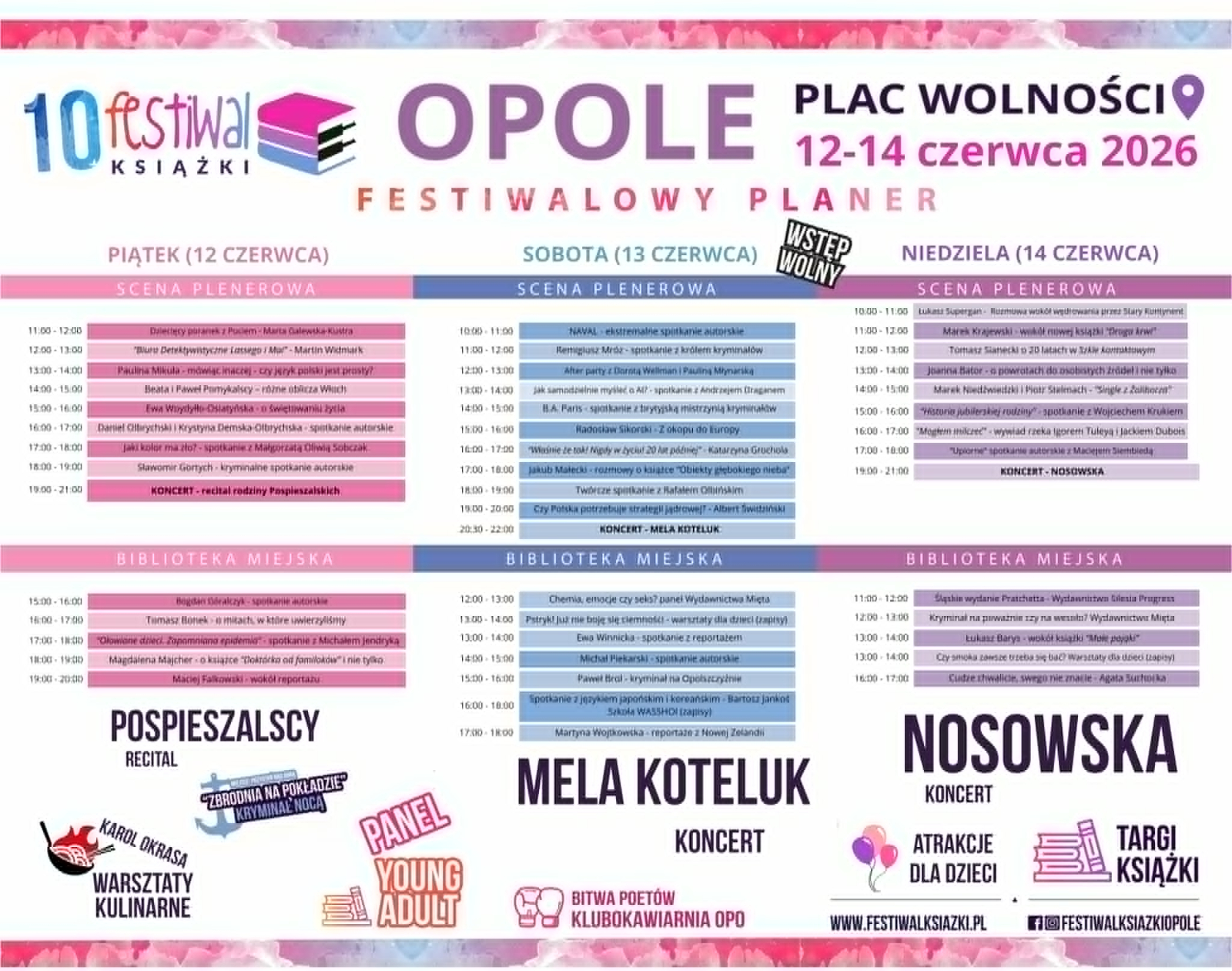 Festiwal Książki 2026. Sikorski, Nosowska i czołówka polskich pisarzy