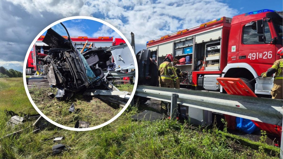 Dachowanie na A4 koło Strzelec Opolskich. Śmigłowiec LPR w akcji