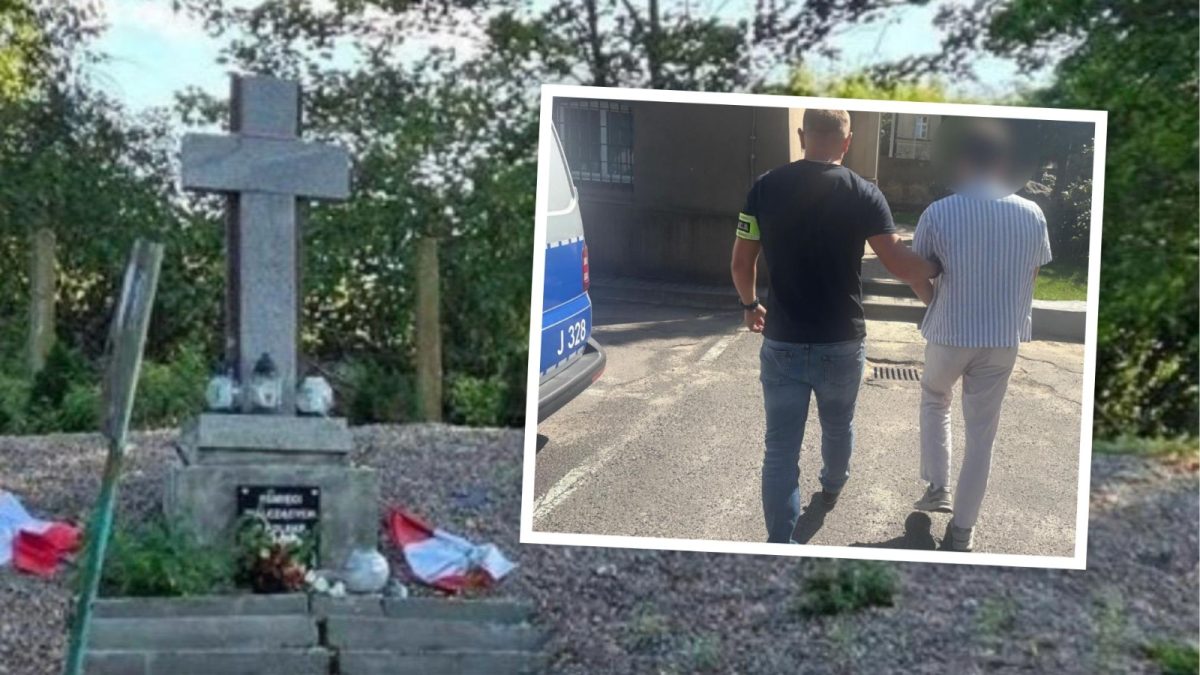 Naklejał niemieckie napisy na polskim pomniku. 25-latek wpadł i spalił dowody